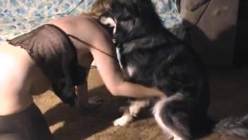 Busty mature mom and obedient hunting dog experiment with backdoor sex