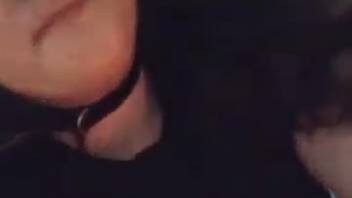 Hot lady records her self-pleasure session while the dog licks her