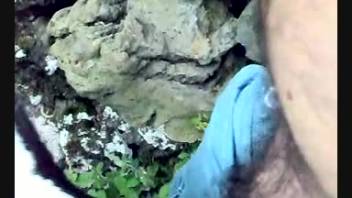 Guy with a furry shaft relishes a brief oral sex act from a bovine