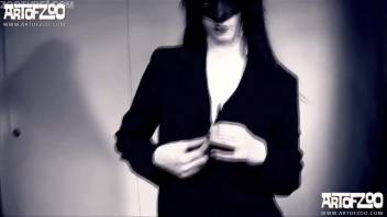 Elegant black-and-white clip featuring a dog screwing a dark-haired woman
