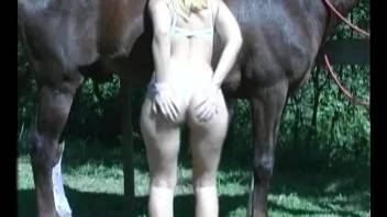 Chubby blonde getting sodomized by a stallion